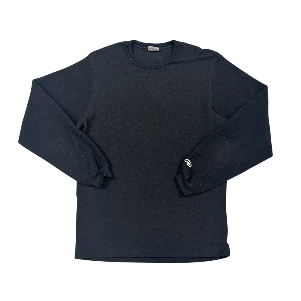 DuoFold Sweatshirt‎ Mens M Black Thermal Fleece Lined Crew Neck Pullover Comfy